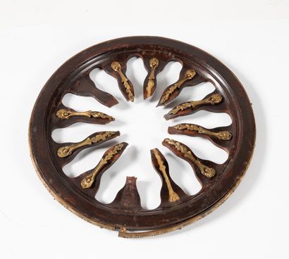 Miniature carriage in marquetry of rosewood...