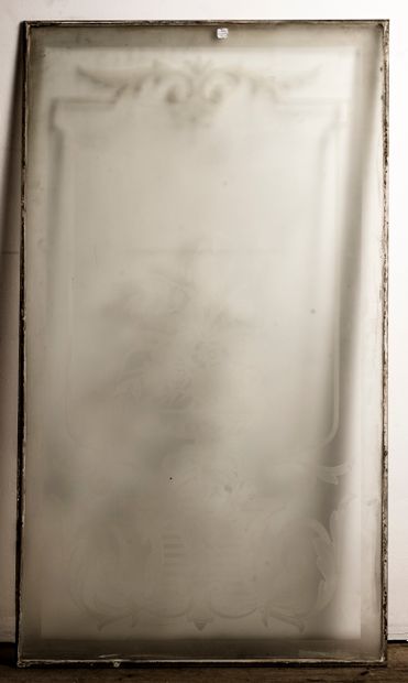 
Suite of three engraved glass tiles with...