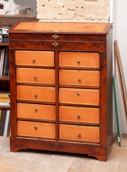 
Mahogany and mahogany veneer desk, the upper...