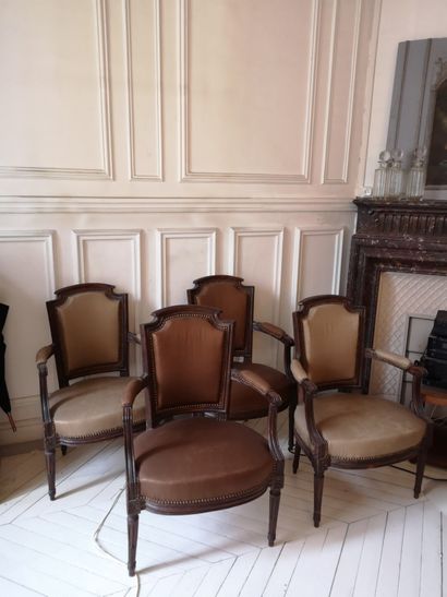 Suite of four armchairs with a gendarme hat...