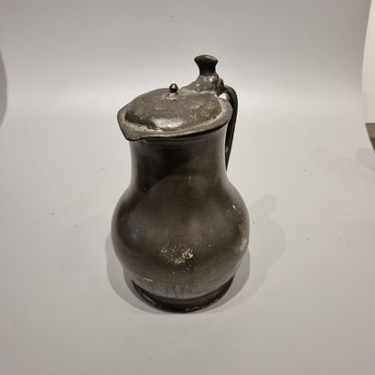 Set including an 18th century pewter pitcher,...