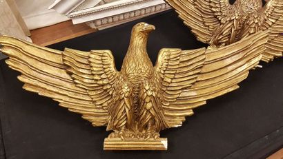 Eagle in plaster and gilded resin. 

(Damage...