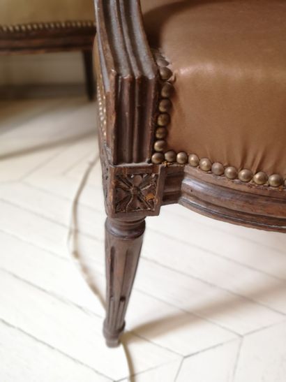 Suite of four armchairs with a gendarme hat...