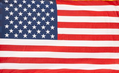 Lot of two flags with an eagle on a varnished...