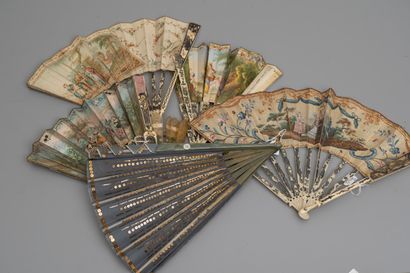 Six painted fans.

18th century and later.

(As...