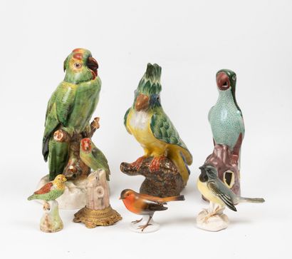 
Set of birds in Saxon porcelain, including...