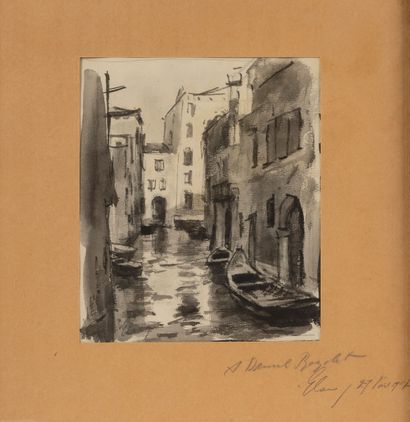 Gondole de Venise, 1917
Lavis d'encre. Signature...