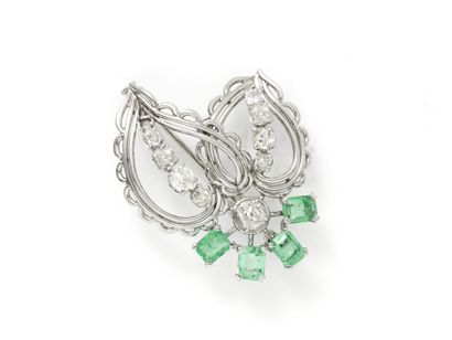 Broche en platine 850 millièmes, à décor...
