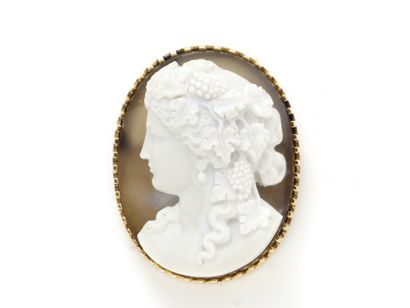 Broche en or 750 millièmes de forme ovale,...