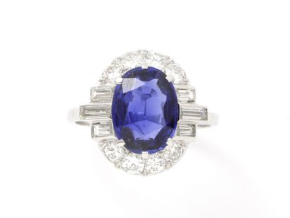 Bague en platine 850 millièmes ornée d'un...