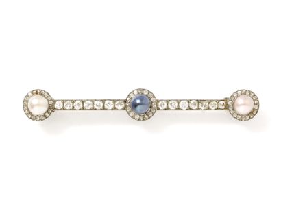 Broche barrette en or gris 750 millièmes,...