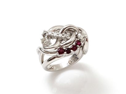 Bague en or gris 750 et platine 850 millièmes,...