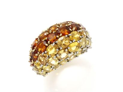 Bague dôme en or 750 et platine 850 millièmes...