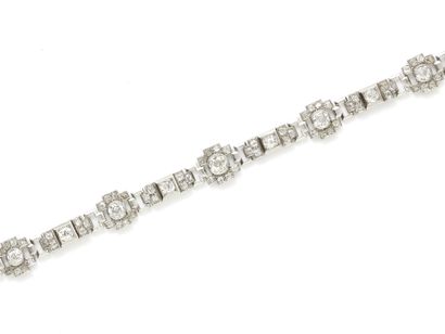 Bracelet articulé en or 750 et platine 850...