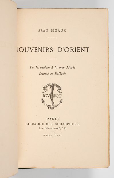 SIGAUX (Jean). 
Souvenirs d'Orient. 
Paris,...