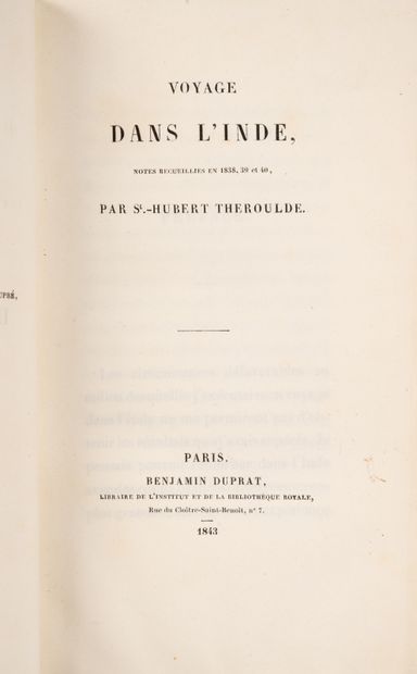 SAINT-HUBERT THEROULDE. 
Voyage dans l'Inde....