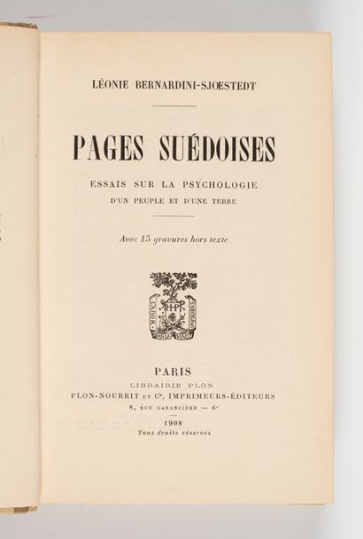 BERNARDINI-SJOESTEDT (Léonie).
Swedish pages,...
