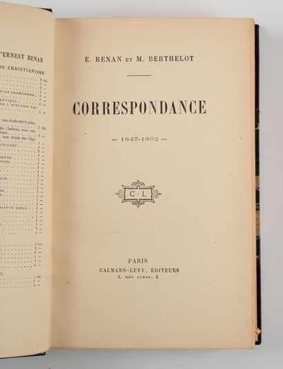 RENAN (Ernest) and M. BERTHELOT. 
Correspondence....