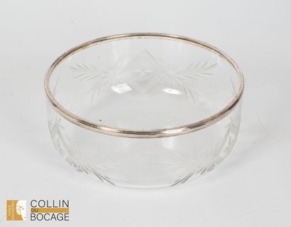 cut crystal bowl with silver rim
D:20cm
