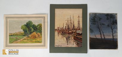 A lot of three works on paper
-Francisque...