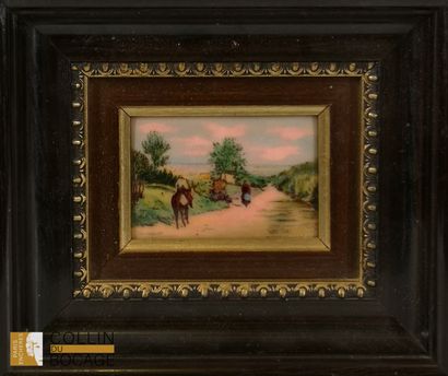 LIMOGES 
Landscapes
Two enameled copper plates.
To...