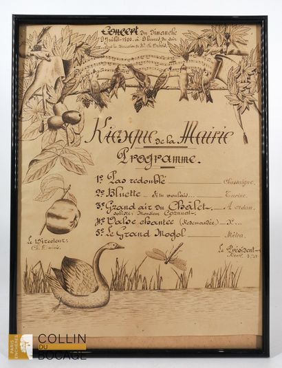 Handwritten concert program 
Ink on paper
Dated...