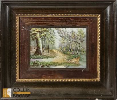 LIMOGES 
Landscapes
Four enameled copper...