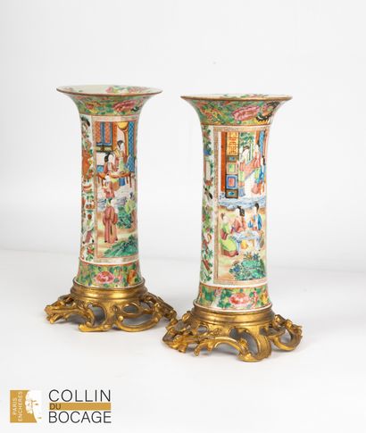 CHINA, 19th century, Canton. Pair of horn...