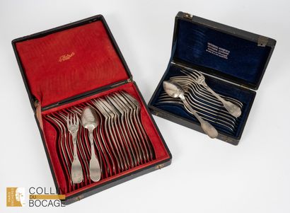 Suite of six silver flatware ( 6 large forks...
