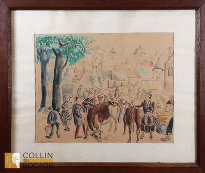 Modern school
Market scene
Watercolor
Signed...