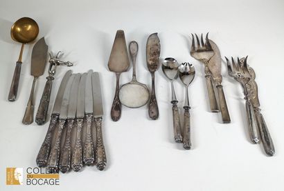 A set of silver and silver-plated flatware...