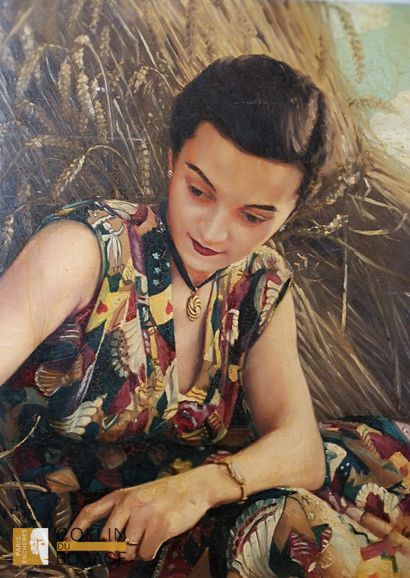 B. STATTNER ? 
Portrait of a Woman, 1951
Oil...