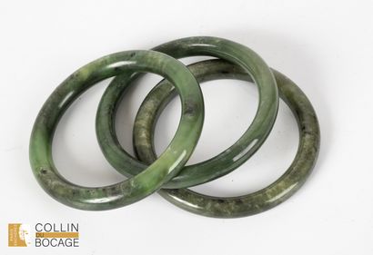 Three green stone bracelets