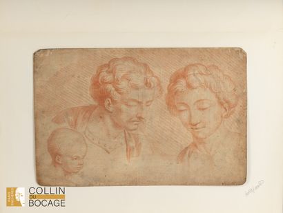 Study of heads
Three heads: man with moustache,...