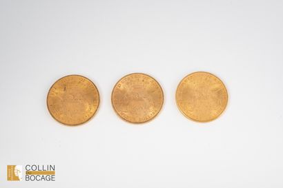 Un lot de trois pièces de 20 dollars américains
Poids...
