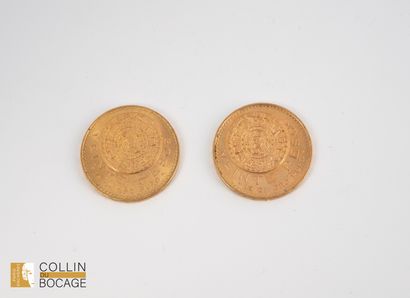Deux pièces de 20 pesos mexicain