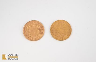 Lot comprenant une pièces de 20 francs or...