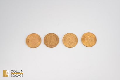 Quatre pièces de 10 pesos mexicain