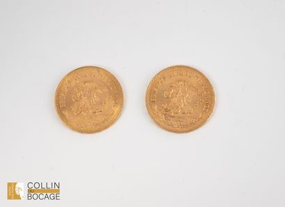 Deux pièces de 20 pesos mexicain