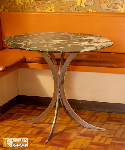 Table ovale à plateau en marbre vert de mer,...