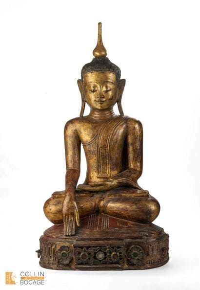 BURMA, Shan art, 19th century. Seated Buddha...