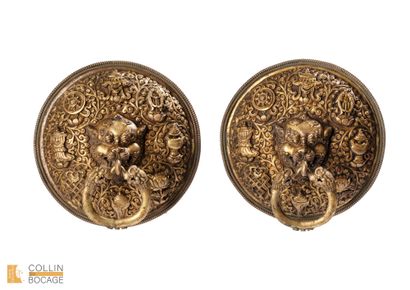 TIBET, 17th-18th century. Pair of temple...