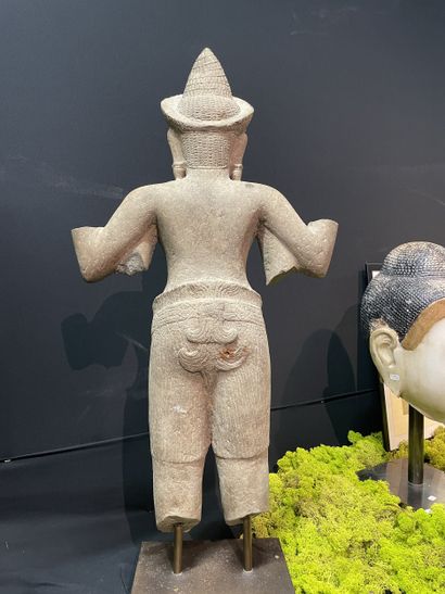 CAMBODIA, 12th century. Four-armed male deity...