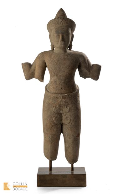 CAMBODIA, 12th century. Four-armed male deity...