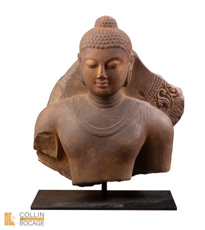 INDIA, IN THE GOUT of Sarnath. 
Nimbed Buddha...