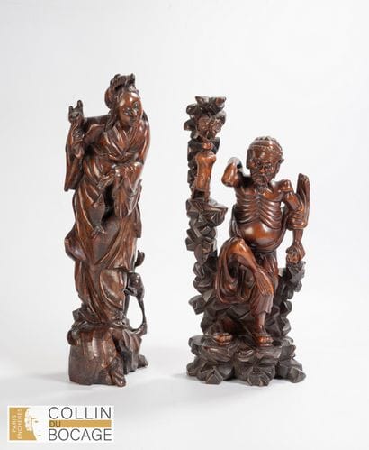 JAPON, Epoque Meiji 1868-1912. 
Deux sculptures,...