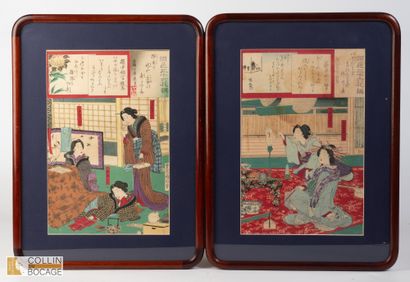 Toyohara KUNICHIKA (1835-1900) . Quatre estampes...