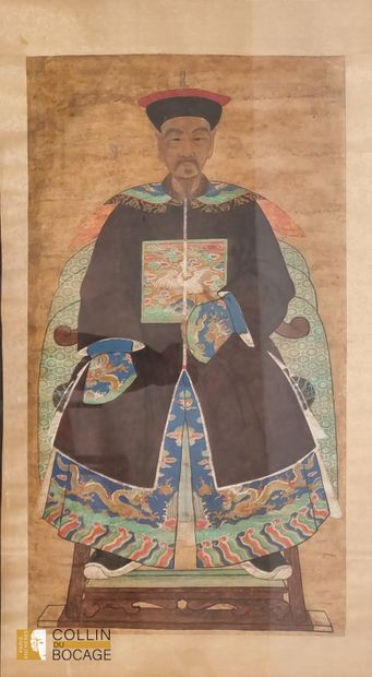 Chine, Dynastie Qing
Portrait sur papier...