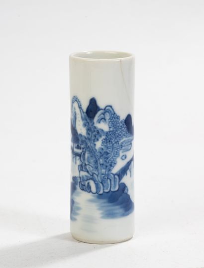 VIETNAM, 19th century. Two white-blue enameled...