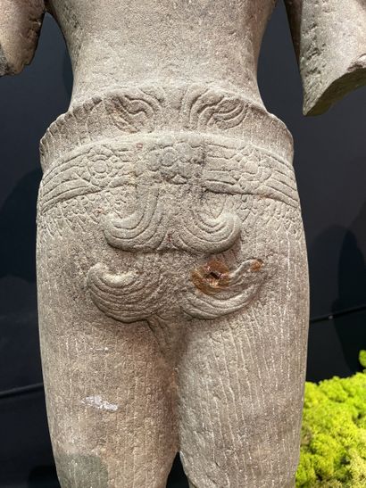 CAMBODIA, 12th century. Four-armed male deity...
